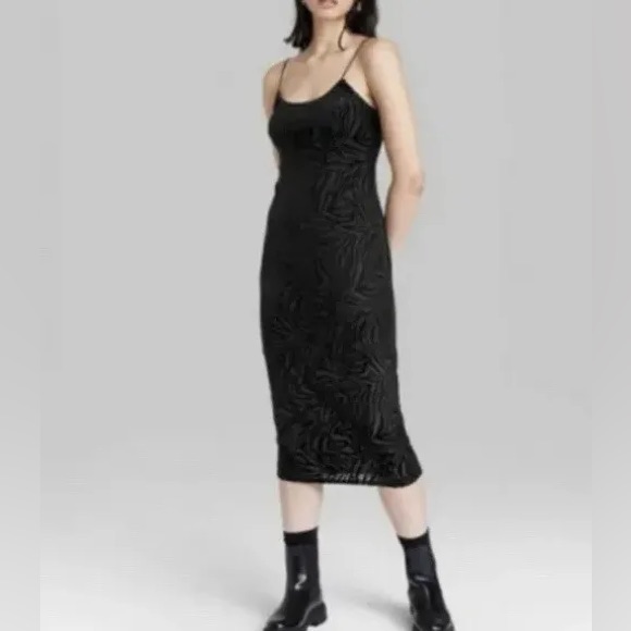 Wild Fable Black Zebra Midi Dress Nwt